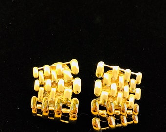 Unique Earrings with Goldtone mesh