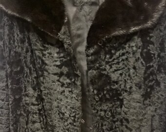 Very Nice Sheared Persian Lamb Jacket with Dark Brown Mink Fur Collar - Vintage - FREE SHIPPING