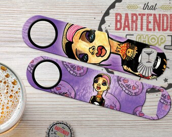 Special Edition: Punkette Punk Rock Girl (1A) by InVi Monster Personalized Bartender Speed Bottle Opener | Add Name/Text | FREE SPINNER RING