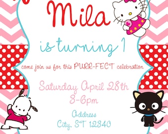 Hello Kitty Sanrio Birthday Invitation