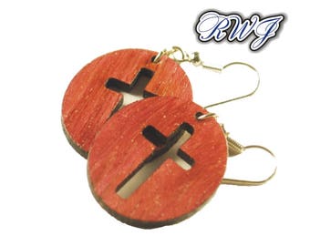 Wood Jewelry,Simple Cross, Faith, Christian, Real Wood Jewelry, Wooden Earrings, Dangle Earring, Great Gift, Natural Wood,