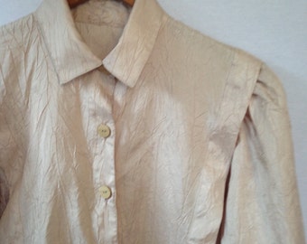 1980s pale peach tailored blouse
