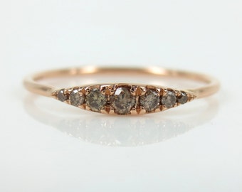 Seven-Stone Graduated Champagne Diamond Ring in 18K Rose Gold