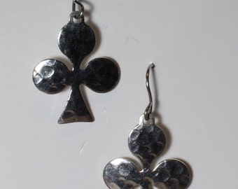 2 Club earrings on hypoallergenic surgical steel ear wires