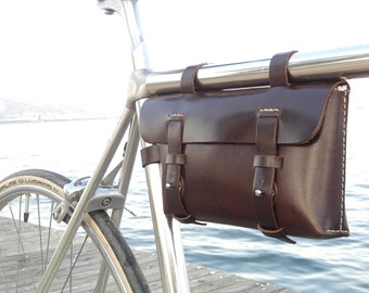 Leather Bicycle Bag - Bike bag - Crossbar Bag, Espresso