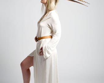 Bamboo wrap around, long cardigan, long-sleeve dress, Organik Mechanik, Organic fabric