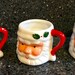 3 Vintage Mini Santa Mugs Candleholders Ceramic