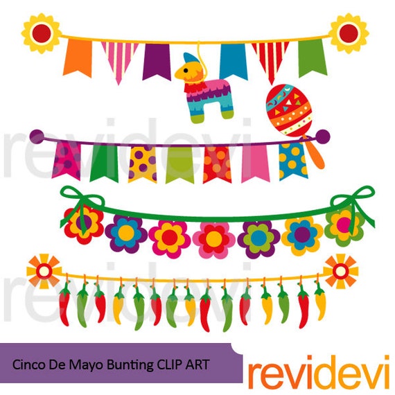 Cinco de mayo bunting clipart Mexican banners clip art