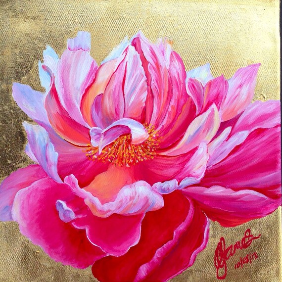 Items similar to Peony painting on Etsy