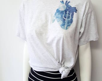 Mermaid Graphic Tee Mermaid Top Anatomy Heart Pocker Tee Mermaid Trident Grey Oversized Tshirt