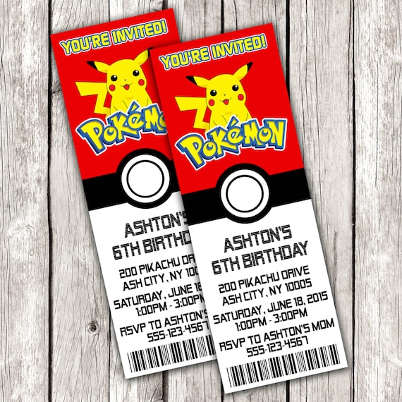 Pokemon Ticket Invitation Pokemon Birthday Party DIY