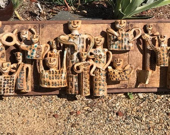 Vintage Hal Fromhold Pottery People Wall Art