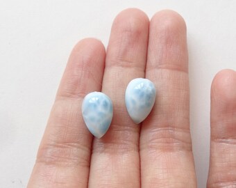 Genuine Larimar Half Top Drilled Inverted Acorn Drops 8x12 mm One Pair Perfect for earrings G5903