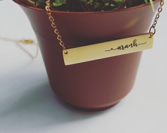 Dainty Bar Necklace Best Friend Gift Custom Name Necklace Rose Gold Silver Minimalist Engraved Bridesmaid Gift from Bride Mother in Law Gift