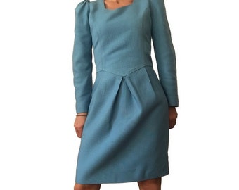 1980s puff sleeves structural textured DRESS // size eu 3 6 - - uk 8 - us 6