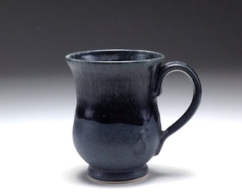 Handmade ceramic tea cup/ dark grey black/ matte glaze/ small coffee mug/ wheel thrown/ porcelain coffee mug/ Gabriel Kline pottery