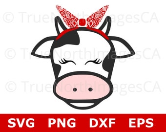 Cow Face SVG / Cow SVG Face / Cow Bandana SVG / Cow Svg Shirt / Cow Svg Design / Cow Clipart / Svg Files for Cricut / Files for Silhouette