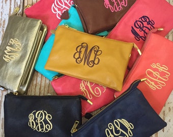 Monogrammed crossbody purse, Monogram wristlet, initials, bridesmaid gift, clutch