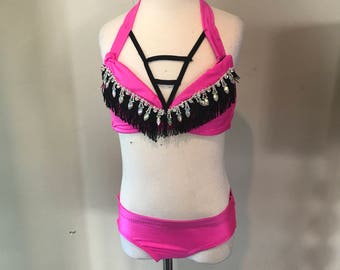 Hot pink and black 2 piece