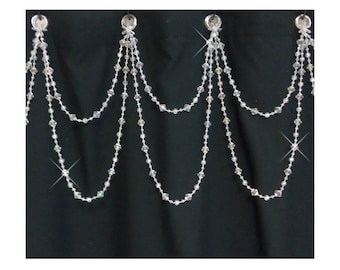 Beaded Shower Curtain Bling...Double Swag......Bright Crystal Resin