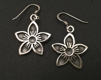 Flower Hanging Earrings - sterling silver