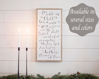 For Unto Us a Child is Born Sign | Framed Christmas Signs | Unto Us a Child is Born Wood Sign | Christmas Wood Signs | Christmas Signs