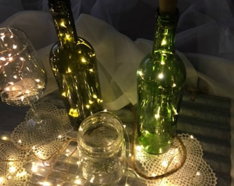 Light-Up Wine Stopper Party Decor! Wine cork lights. Christmas party or New Year's party. 19-in & 10 Fairy Lights. Wine Bottle lights.