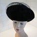 Hat Stunning Edwardian Black Velvet Round Crown Forehead Band Curved Fine Feather Trim Antique c.1910