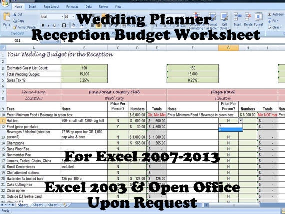 wedding planning budget worksheet