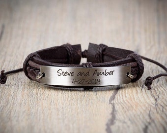 Personalized Mens Cuff Bracelet / Engraved Message Memorial