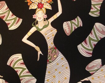 WOMEN FABRIC Alexander Henry Carmen Black 2004 Rare - 1 Yard - #L11