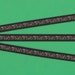 FLORAL A-03 Jacquard Ribbon Trim, Poly, 7/16" Wide, Black Background/Border with Small Red & Pink Flowers, Green Leaves, Priced Per Yard