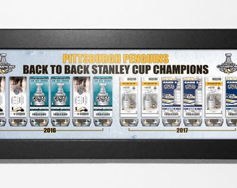 Pittsburgh Penguins Back to Back (2016 & 2017) Stanley Cup Champions Tickets to History Framed Print