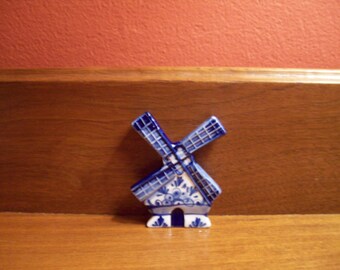 Vintage Blue & White Porcelain Refrigerator Magnet