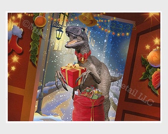 Funny Christmas Card, Funny Holiday Card, Greeting Card, Dinosaur, Jurassic Park, Jurassic World, Best Friend, Child, Boyfriend, Girlfriend