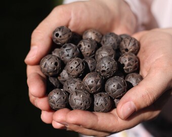 Geometric beads Dotted beads Polka dot beads Rustic beads Unique beads Ceramic beads Triangle beads Craft supplies Round beads Tribal beads