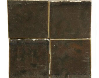 Set of dark olive green matte tiles