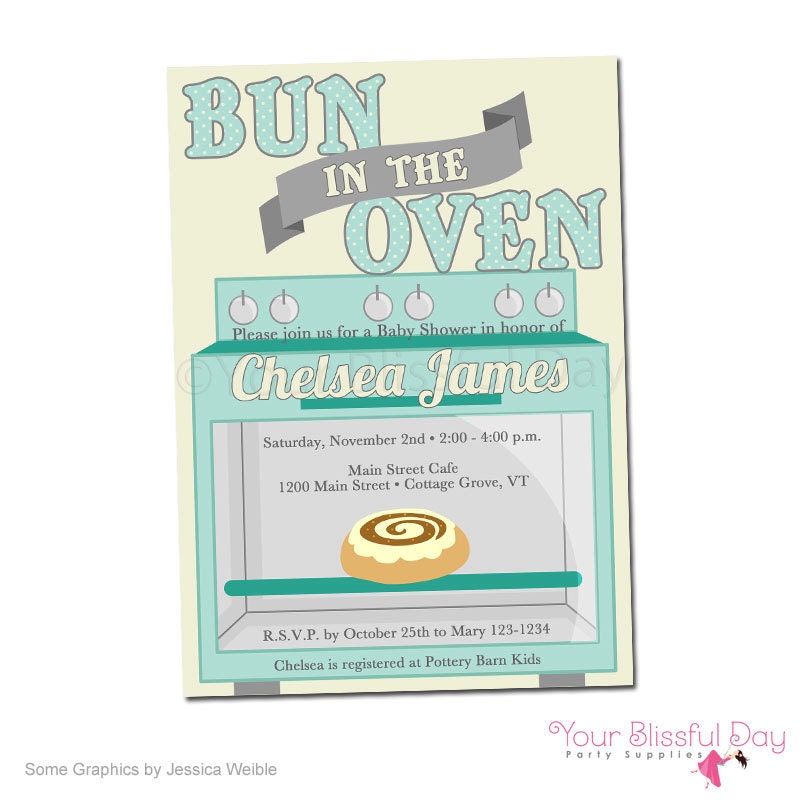 PRINTABLE Bun in the Oven Baby Shower Party Invitation 202