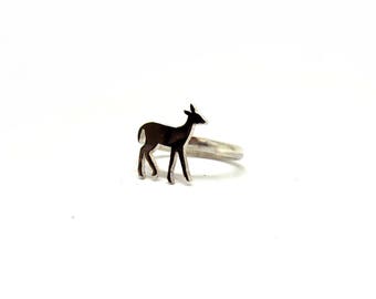 Deer ring.Deer sterling silver.Fawn ring.Fawn jewelry.Deer jewelry.Bambi jewelry.Bambi ring.Deer silver ring.Daily ring.Animal silver ring