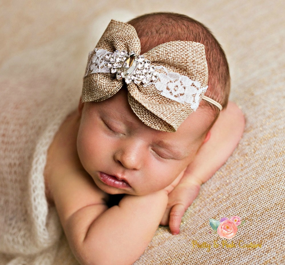 Newborn Headband baby headbands Burlap headband Burlap