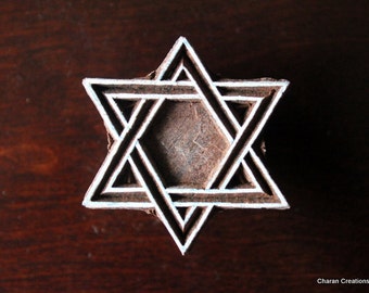 Textile Stamp, Pottery Stamp, Indian Wood Stamp, Tjaps, Blockprint Stamp, Printing Stamp Blocks- Star of David