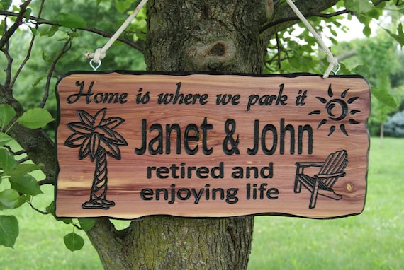 First Names Campsite Sign Personalized Carved Wooden Camping