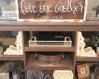 Love One Another John 13:34-35 sign, love one another sign, book of john, housewarming gift, confirmation gift, baptism gift, christian gift