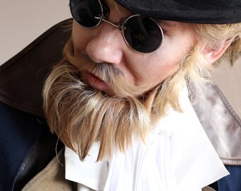 Black Silver Mens Steampunk Round Sunglasses - Reserved for FILIPA - Sunglasses , Dark Sunglasses , Costume Glasses , Retro Sunglasses