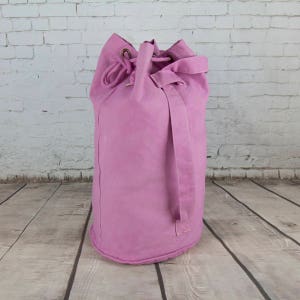 Rucksack duffle bag sailor bag luggage sack hand dyed pale pink cotton canvas bag shopping bag book bag gym bag kit bag