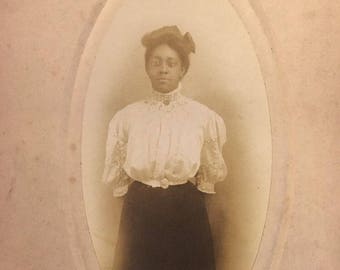 Gibson Style African American Woman Antique Cabinet Photo