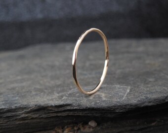 14k Gold filled ring (Rose or yellow), or Sterling Silver, thin ring, 1mm ring, made at your size. Skinny ring, thin ring, stacking ring.