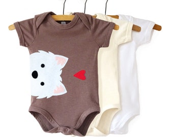 Westie Organic Baby Bodysuit : Westie Baby Gift , Organic Westie Bodysuit