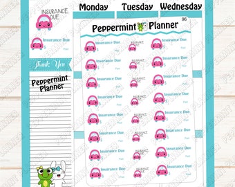 Insurance Due --- Planner Stickers --- 96