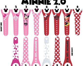 IMPROVED 2.0 Magic Band Decals, Minnie, monogrammed, personalized band